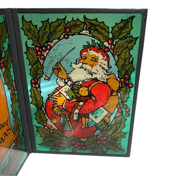 Seriglass Vintage Stain Glass Smoking Santa - Picture 2 of 5